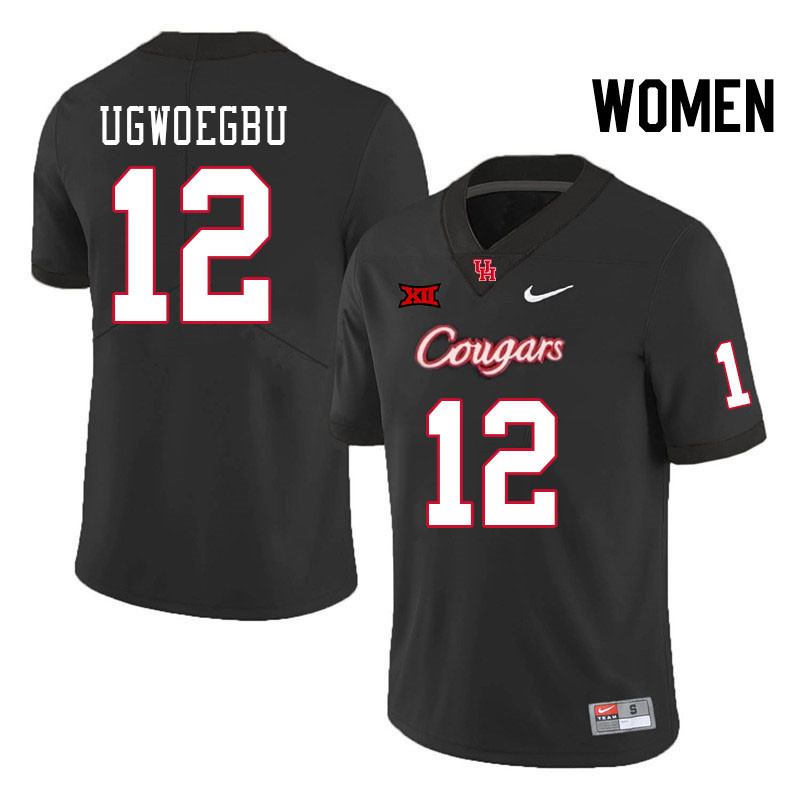 Women #12 David Ugwoegbu Houston Cougars Big 12 XII College Football Jerseys Stitched-Black - Click Image to Close